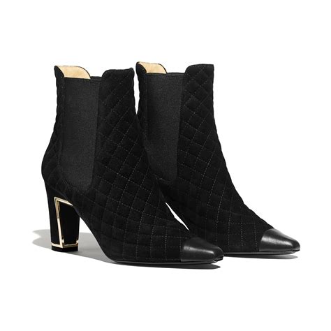 chanel lambskin ankle buckle boots|Chanel black canvas heel boots.